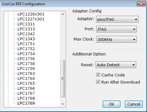 IAR RDI Configuration
